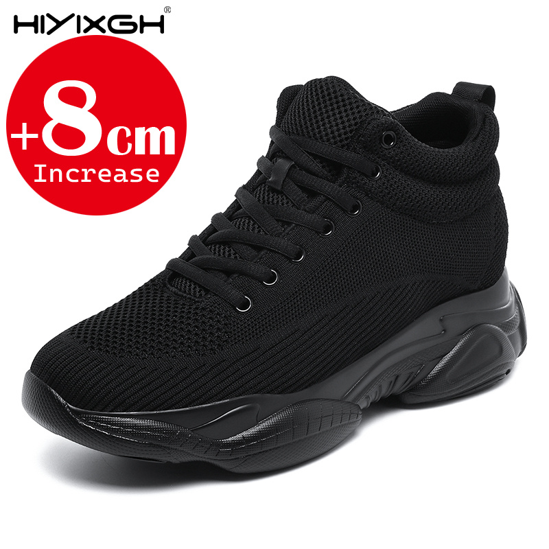 Men'S Shoes Increase Height - 男性女性 8 センチメートル身長増加スニーカーメッシュ通気性ハイトップカジュアルスポーツシューズプラットフォーム隠しエレベーターシューズサイズ 38-46