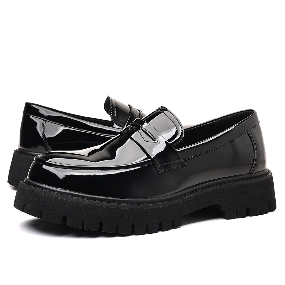 Men'S Shoes Hey Dude - 新しいメンズローファースリッポンPUレザーカジュアルシューズ英国スタイルプラットフォームソールプラスサイズワイド幅ビジネス快適な履物