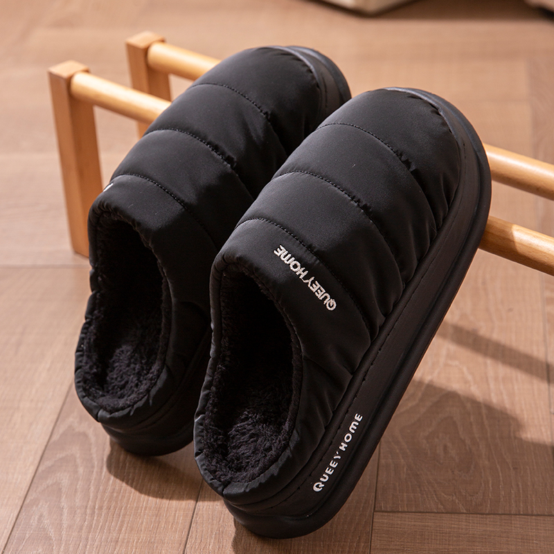 Men'S Shoes Water Resistant - メンズ新作冬用ダウンスリッパ：滑り止め、裏起毛、防水、カップル向け、室内/屋外兼用