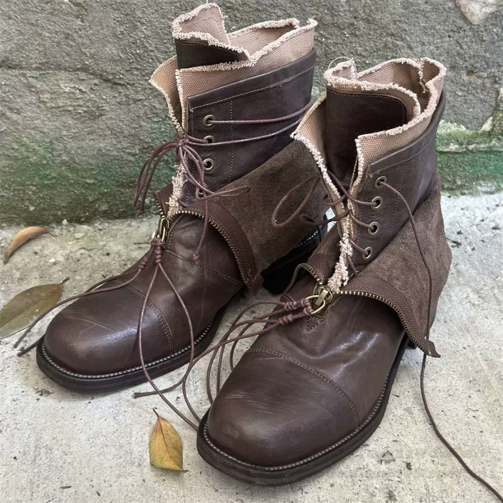 Men'S Shoes With Height Increase - トレンドの厚底ハイエンドメンズブーツ、ワンドリングスタイル、ハイカット、身長アップ、ショートブーツ、アウトドア、バイクブーツ