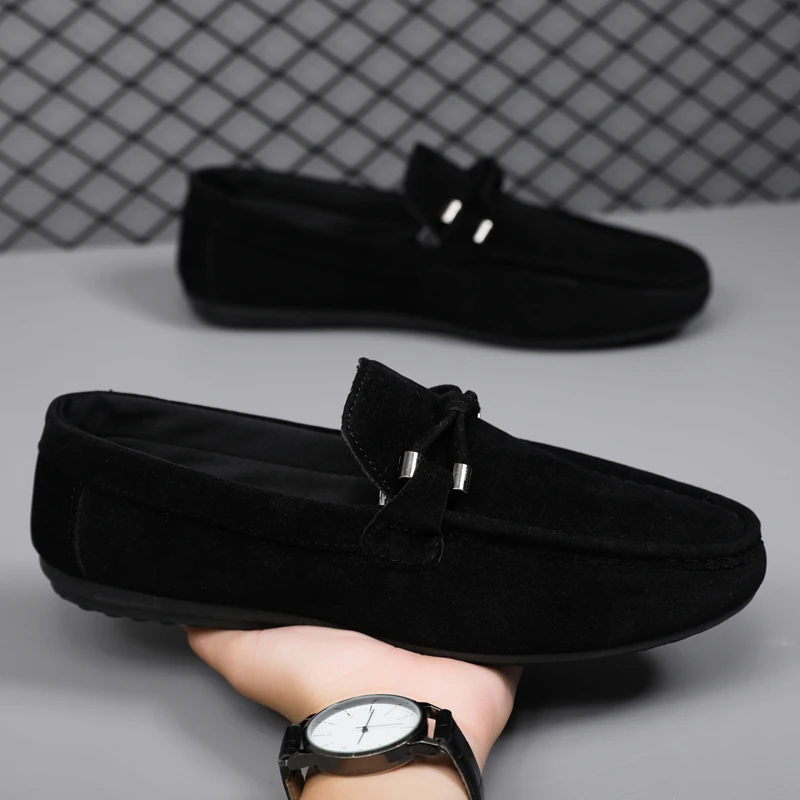 Men'S Shoes Hey Dude - 男性カジュアルシューズファッションメンズシューズ手作りスエードレザーメンズローファーモカシンスリップオンメンズフラット男性ドライビングシューズ