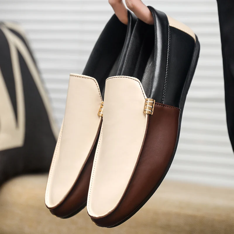 Men'S Shoes Hey Dude - ファッションレザーローファー男性用フラットシューズ快適なメンズカジュアルシューズ通気性軽量スリッポンシューズ男怠惰な靴