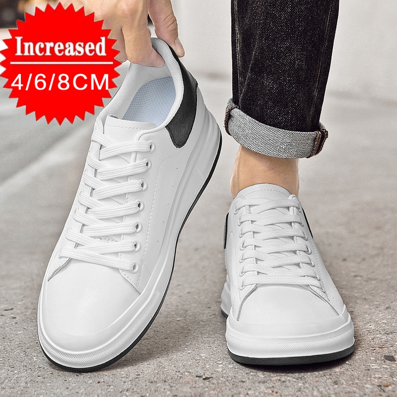 Men'S Shoes Increase Height - 新しい高級メンズエレベーターシューズ目に見えない身長増加 4/6/8 センチメートル白/黒スニーカー Cortex 身長を高める屋外カジュアルシューズ