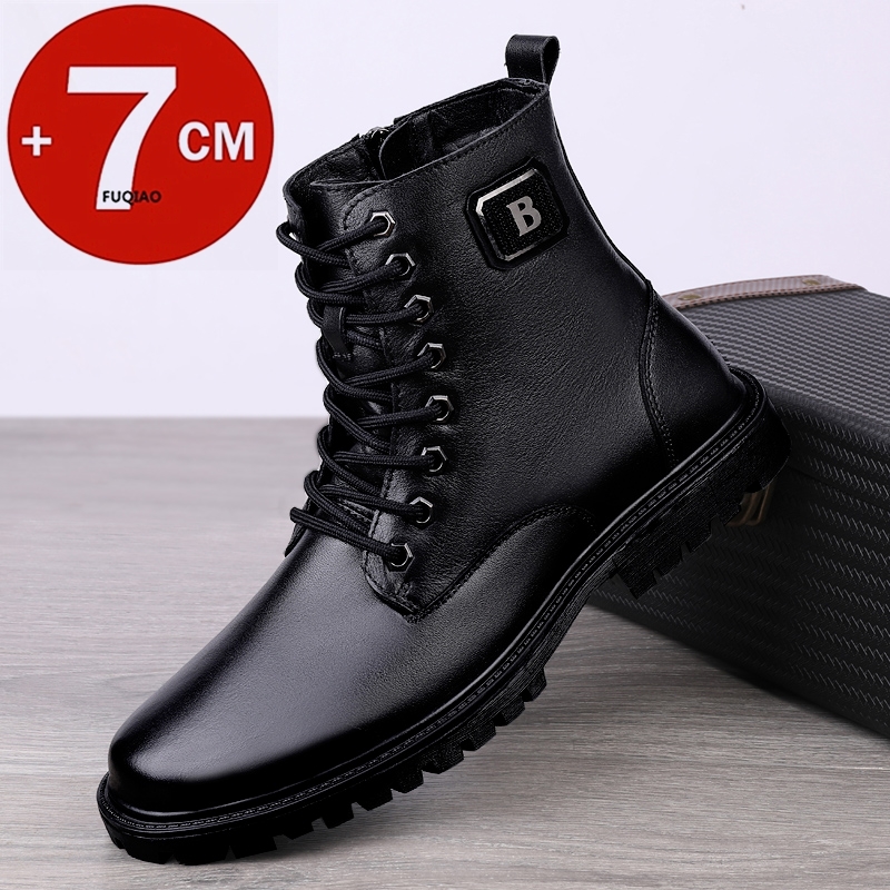 メンズ本革エレベーターブーツ 冬用暖かい裏地付きジップアップ - Men'S Shoes With Height Increase のレビューと価格