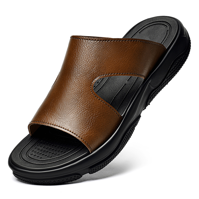 メンズレザースライドサンダル滑り止め厚底カジュアルスリッパ夏 - Men'S Shoes Hey Dude のレビューと価格