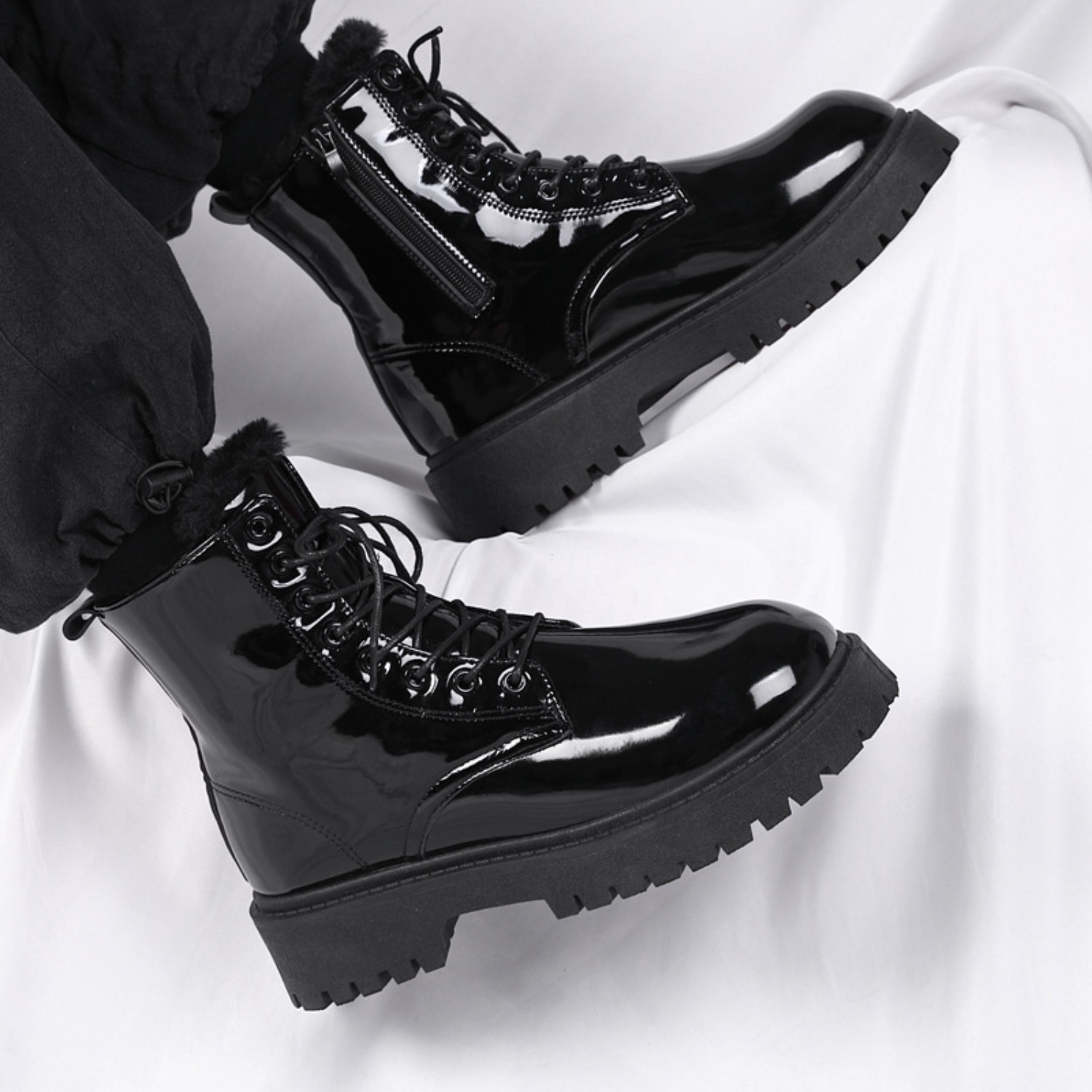 メンズ暖かいプラッシュハイカットブーツ、冬用ソフトソール滑り - Men'S Shoes Hoka Sale のレビューと価格