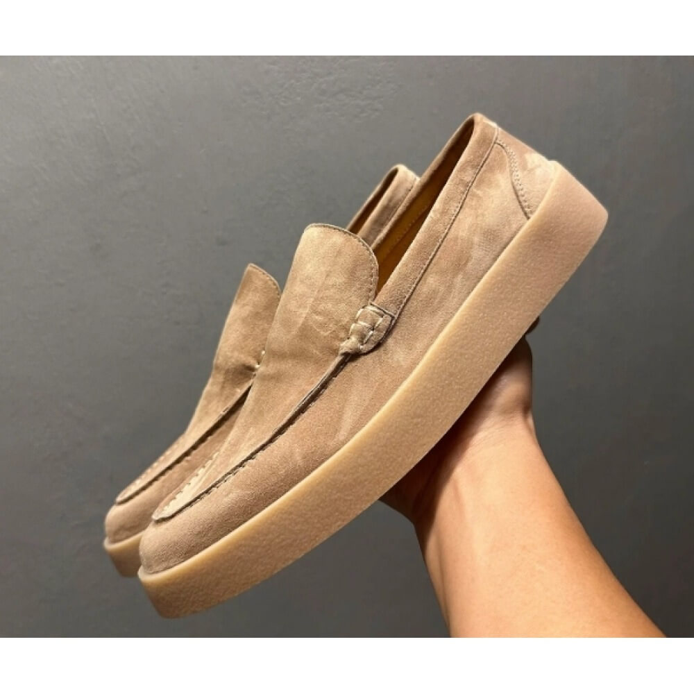 ラグジュアリーなベージュのスエードプラットフォームローファー - Men'S Shoes Smart のレビューと価格