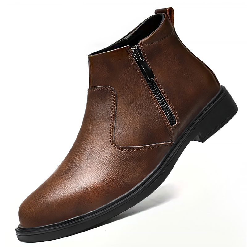 秋と冬の新しいメンズハイカットレザーシューズ、ジッパー付きレ - Men'S Shoes Hey Dude のレビューと価格