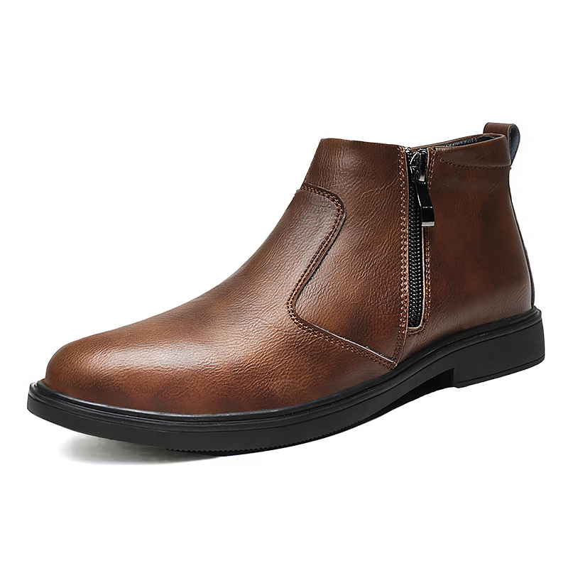 秋と冬の新しいメンズハイカットレザーシューズ、ジッパー付きレ - Men'S Shoes Hey Dude のレビューと価格