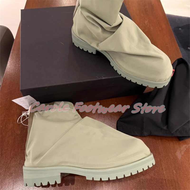 プリーツナイロン生地ハイカットメンズアンクルブーツチャンキー - Men'S Shoes Increase Height のレビューと価格