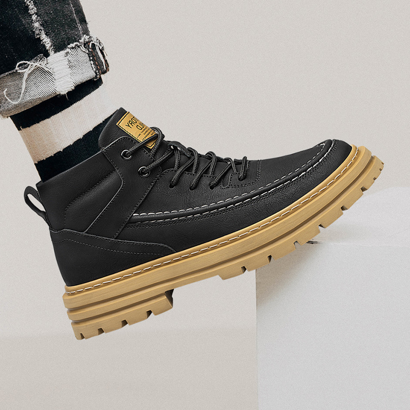メンズ身長アップシューズ 厚底耐久性ミッドトップデザイン レ - Men'S Shoes Water Resistant のレビューと価格