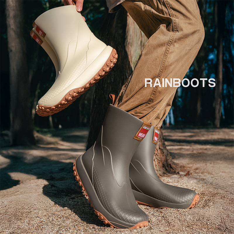 ミッドカーフアウトドア防水シューズメンズノンスリップレインブ - Men'S Shoes Water Resistant のレビューと価格