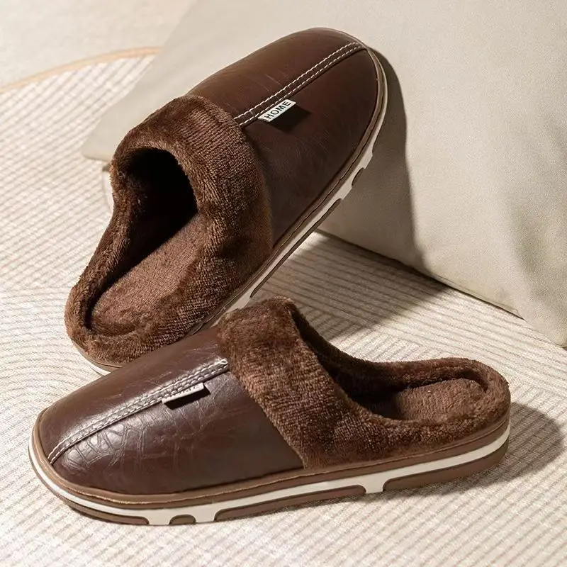メンズビッグサイズ冬用スリッパ室内PUレザー家庭用防水ふわふ - Men'S Shoes Hey Dude のレビューと価格