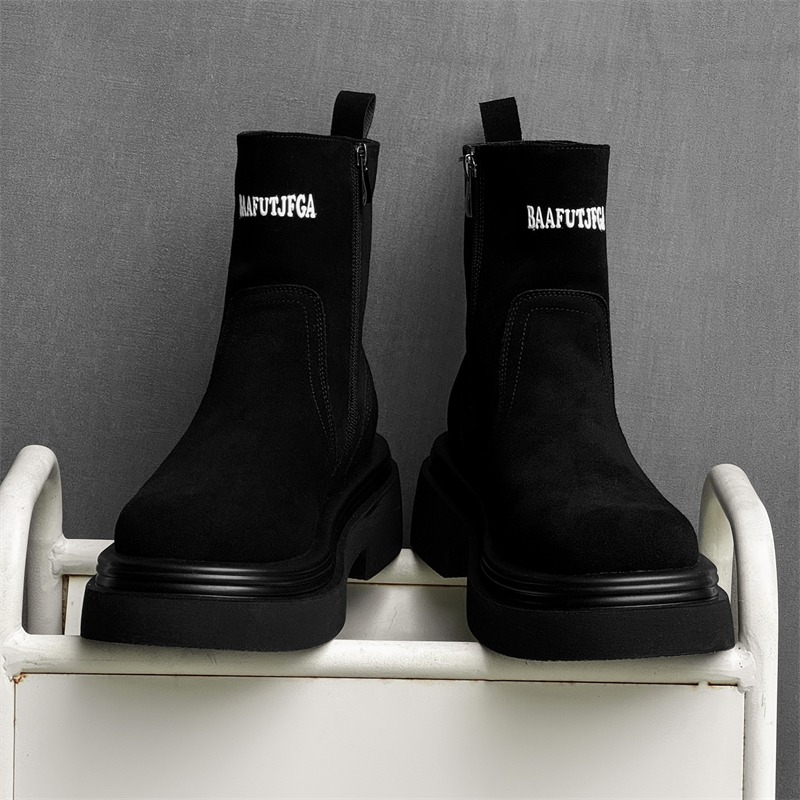 冬ヨーロッパアメリカレトロ厚底サイドジッパー身長アップハイエ - Men'S Shoes Increase Height のレビューと価格