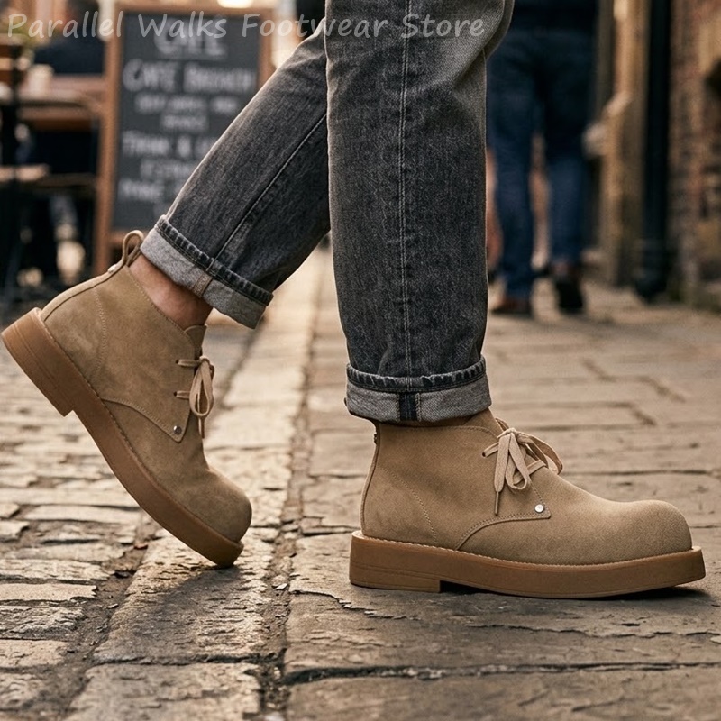クラシックなメンズスエードデザートブーツ、チャンキーラウンド - Men'S Shoes Smart のレビューと価格