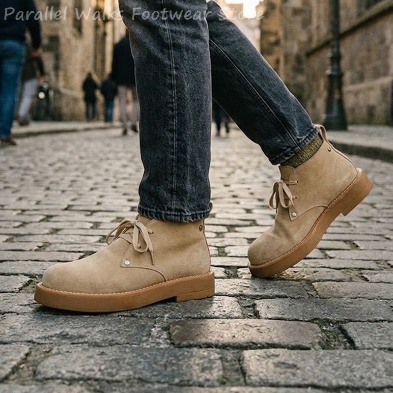 クラシックなメンズスエードデザートブーツ、チャンキーラウンド - Men'S Shoes Smart のレビューと価格