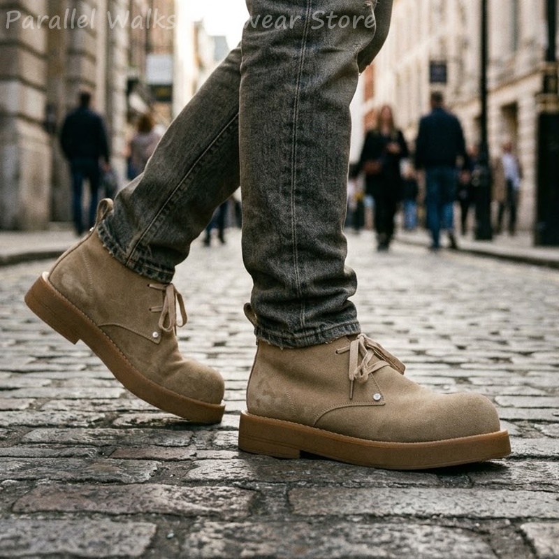 クラシックなメンズスエードデザートブーツ、チャンキーラウンド - Men'S Shoes Smart のレビューと価格
