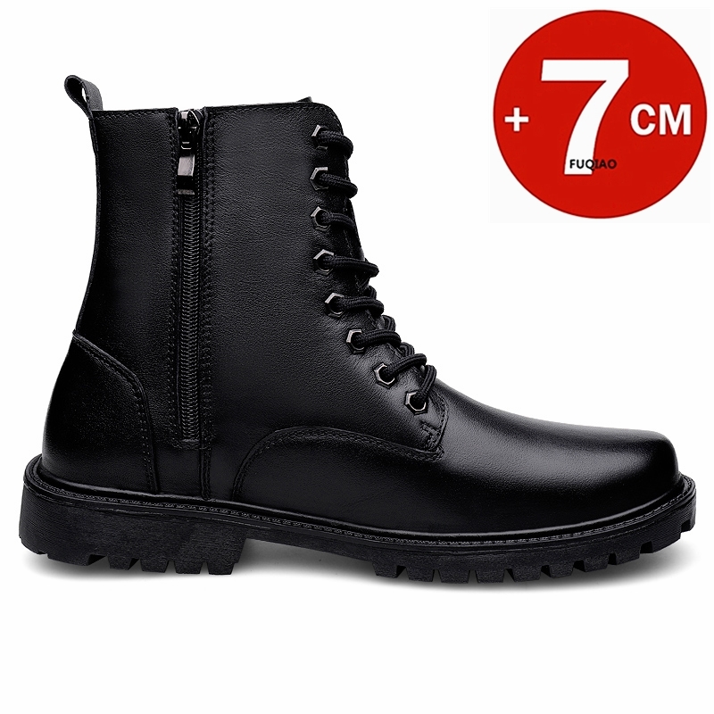 メンズ6cm身長アップレザーブーツ 冬用フリース裏地付き暖か - Men'S Shoes With Height Increase のレビューと価格